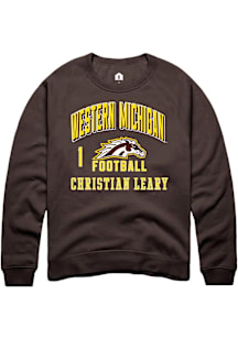Christian Leary Western Michigan Broncos Mens Brown Football NIL Arch Logo Player Crew