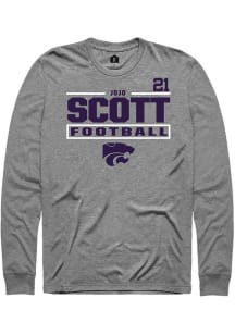 jojo scott Mens Graphite K-State Wildcats NIL Stacked Box Long Sleeve Player T Shirt