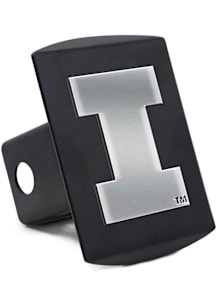Illinois Fighting Illini Black Metal Silver Logo Car Accessory Hitch Cover