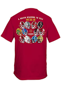 Indiana Hoosiers Red 2025 CFP 12 Team Helmets Short Sleeve T Shirt