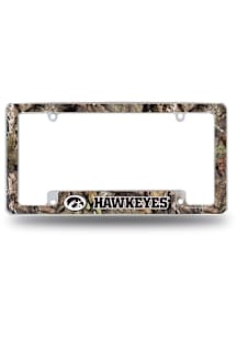 Iowa Hawkeyes Camo Mossy Oak All Over Chrome License Plate Frame - White