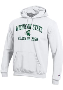 Champion Michigan State Spartans Mens White Font Class of 2028 Powerblend Long Sleeve Hoodie