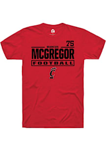 Marcus McGregor Cincinnati Bearcats Red Football NIL Stacked Box Short Sleeve Player T Shirt