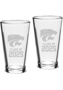 White K-State Wildcats Campus Crystal Class of 2025 Set of 2 Pint Glass