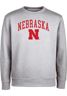 Nebraska Cornhuskers Youth Grey Glitter Wordmark Long Sleeve Crew Sweatshirt
