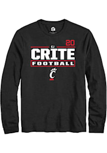 Cj Crite Cincinnati Bearcats Black Football NIL Stacked Box Long Sleeve Player T Shirt