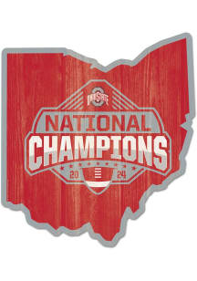 Red Ohio State Buckeyes 2024 Football National Champions State Sign