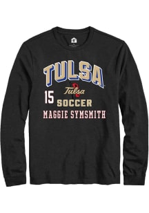 Maggie SymSmith Mens Black Tulsa Golden Hurricane NIL Arch Logo Long Sleeve Player T Shirt