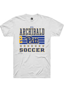 Mya Archibald Rally Mens White Pitt Panthers NIL Striped Player T Shirt
