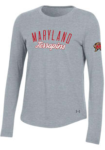 Under Armour Maryland Terrapins Womens Grey Preformance LS Tee