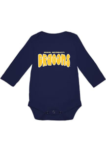 Baby Navy Blue Drexel Dragons Team Logo Long Sleeve One Piece