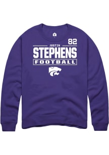 Justin Stephens Rally Mens Purple K-State Wildcats NIL Stacked Box Player Crew