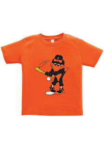 Oriole Bird  Soft As A Grape Baltimore Orioles Toddler Orange Mascot At Bat Short Sleeve T-Shirt