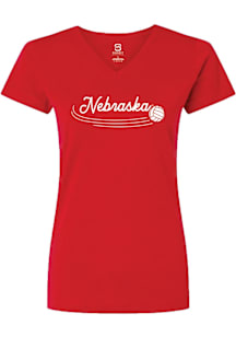 Summit Sportswear Nebraska Cornhuskers Womens Red Volleyball Shine Short Sleeve T-Shirt