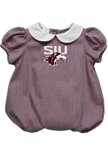 Vive La Fete Southern Illinois Salukis Baby Maroon Gingham Collar Short Sleeve One Piece