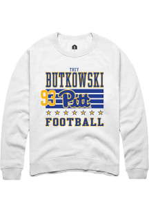 Trey Butkowski Rally Mens White Pitt Panthers NIL Striped Player Crew