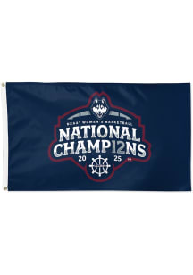 UConn Huskies 2025 National Champions 3x5 Silk Screen Grommet Flag - Navy Blue