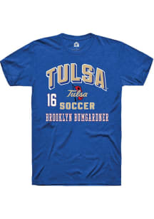 brooklyn bumgardner Rally Mens Blue Tulsa Golden Hurricane NIL Arch Logo Player T Shirt