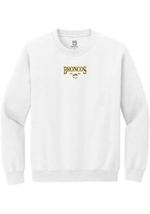 Summit Sportswear Western Michigan Broncos Mens White Embroidered Long Sleeve Crew Sweatshirt