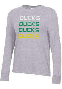 Womens Oregon Ducks Grey Champion Core LS Tee
