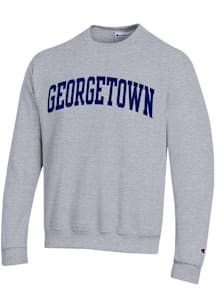 Champion Georgetown Hoyas Mens Grey ARCH NAME Long Sleeve Crew Sweatshirt
