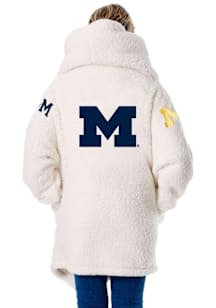 Jill Martin Michigan Wolverines Womens Ivory Sherpa Lounger Heavy Weight Jacket