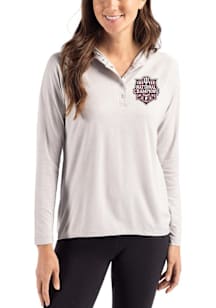 Cutter and Buck Indiana Hoosiers Womens Grey 2025 CFP National Champions Coastline Eco Hooded Swea..