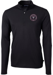Cutter and Buck Inter Miami CF Mens Black Virtue Eco Pique Long Sleeve Qtr Zip Pullover