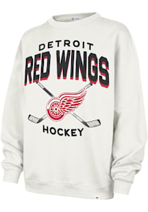 47 Detroit Red Wings Womens White Arch Cloud Oversized Crew Sweatshirt