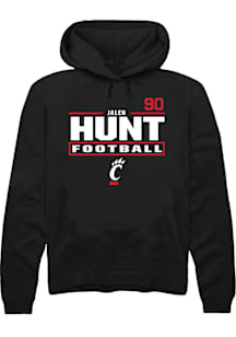 Jalen Hunt Cincinnati Bearcats Mens Black Football NIL Stacked Box Player Hood