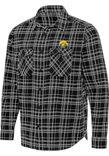 Mens Iowa Hawkeyes Black Antigua Private Long Sleeve Dress Shirt