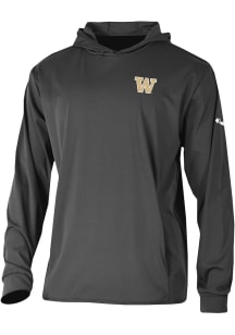 Mens Washington Huskies Black Columbia Heat Seal Long Drive Hooded Sweatshirt