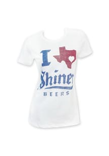 Shiner Beers Womens White I Texas Heart Shiner Short Sleeve T Shirt