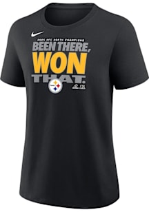 Nike Pittsburgh Steelers Womens Black 2025 Division Champions Short Sleeve T-Shirt