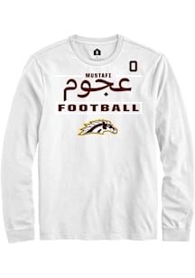 Mustafi Al-Gawari Western Michigan Broncos White Football NIL Stacked Box Long Sleeve Player T Shi..