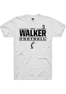 Tawee Walker Cincinnati Bearcats White Football NIL Stacked Box Short Sleeve Player T Shirt