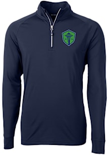 Cutter and Buck Seattle Sounders FC Mens Navy Blue Adapt Eco Big and Tall Qtr Zip