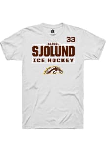 Samuel Sjolund Rally Mens White Western Michigan Broncos NIL Stacked Box Player T Shirt