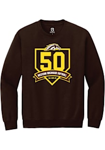 Summit Sportswear Western Michigan Broncos Mens Brown Softball 50th Anniversary Long Sleeve Crew S..