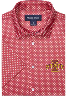 Mizzen+Main Iowa State Cyclones Mens Cardinal Haylard Dot Short Sleeve Dress Shirt