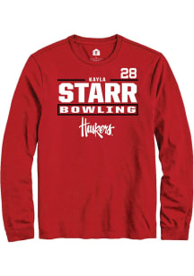 Kayla Starr Mens Red Nebraska Cornhuskers NIL Stacked Box Long Sleeve Player T Shirt