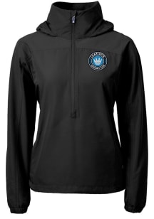 Cutter and Buck Charlotte FC Womens Black Charter Eco Long Sleeve Pullover