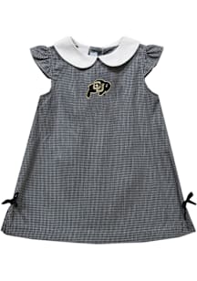 Vive La Fete Colorado Buffaloes Toddler Girls Black Gingham Short Sleeve Dress