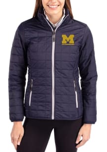 Womens Michigan Wolverines Blue Cutter and Buck Letterwinners M Club Rainier PrimaLoft Heavy Weigh..