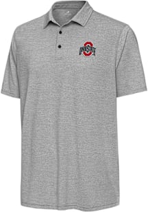 Antigua Ohio State Buckeyes Mens Black Distressed Stripe Short Sleeve Polo