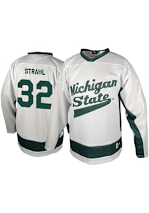Genuine Collective Melvin Strahl Michigan State Spartans Mens White NIL Hockey Jersey