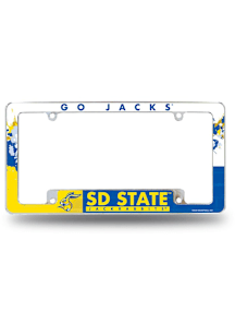 South Dakota State Jackrabbits Primary All Over Chrome License Plate Frame - White