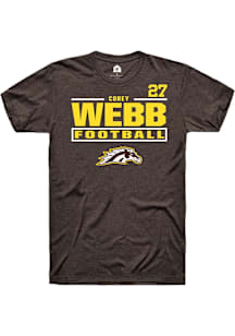 Corey Webb Western Michigan Broncos Brown Football NIL Stacked Box Short Sleeve Player T Shirt