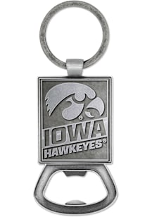 Grey Iowa Hawkeyes Double Sided Pewter Bottle Opener Keychain