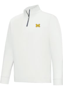 Mens Michigan Wolverines White Footjoy Approach Qtr Zip Pullover
